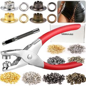 Grommet Tool Kit, 1/4 Inch Grommet Kit, 1603 PCS Silver Gold Bronze Gun Color Eyelet Tool Kit with Handhold Eyelet Punch Pliers, Hole Punch, Transparent Storage Box, User Manual for DIY Fabric in Kuwait