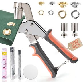 Grommet Tool Kit of 1/4" and 3/8", 500 Pcs Heavy Duty Grommets Eyelets Pliers Tool Kit for Fabric Rings, Leather, Tents, Canvas, Banner, DIY Tarp Ring Repair or Installation in Kuwait