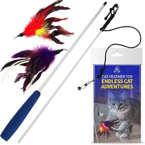 Pet Fit For Life Cat Feather Interactive Wand Toy Set, Red & Purple - 2pack in Kuwait
