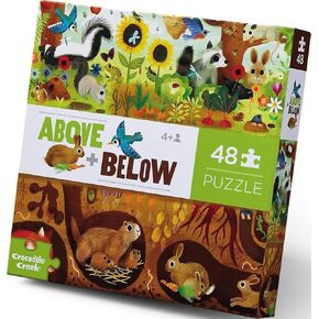 Crocodile Creek Above + Below 60-Piece Jigsaw Floor Puzzle - Fun Floor Puzzles for Kids Ages 4-8 - Backyard Friends - 27 x 20 inches Finished in Kuwait