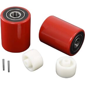 Pallet Jack/Truck Load Wheels Set (2 pcs) 3" x 3.75" with Bearings ID 20mm Poly Tread Red in Saudi Arabia
