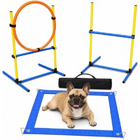 Dog Agility Equipment - Dog Obstacle Course Backyard Set - Puppy Agility Training Equipment Starter Kit with Adjustable Dog Jumps, Hurdle Ring, Pause Box & Storage Bag in Kuwait