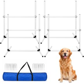 Dog Agility Hurdle Set with 32 Adjustable Bars & Ground Stakes in Kuwait