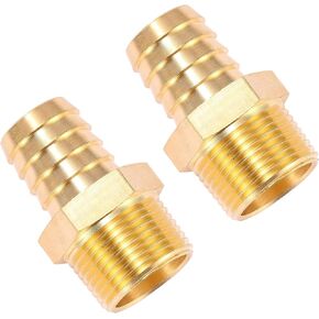 2 Pack Brass Hose Fitting, Adapter, 1" Barb x 1" NPT Male Pipe in Saudi Arabia