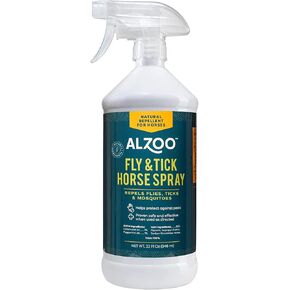 ALZOO Plant Based Fly and Tick Horse Spray, Helps Repel Mosquitoes, Horseflies & Ticks, Plant-Based Active Ingredients, 32 Fl. Oz. Spray Bottle in Kuwait