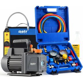 OMT 3.5cfm Vacuum Pump, 1 Stage HVAC Vacuum Pump for R12 R22 R134a R410a Systems, Small 1/4hp 38 Micron Vacuum Pump for Air Conditioner Servicing Resin Degassing and More, Oil Included in Kuwait