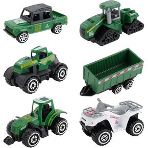ANDOLO 6-Pack Farm Vehicles Toys Tractor with Trailer 1/64 Farmer Trucks in Kuwait