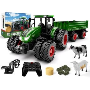 RC Tractor Toys for Boys, Metal Hood, 1:24 Scale Realistic Farm Vehicle in Kuwait