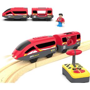 Remote Control Steam Train for Wooden Tracks – RC Train Set with Realistic Smoke, Lights & Sound, Motorized Toy Train Compatible with Thomas & Friends, Brio, for Kids Ages 3-8 in Kuwait