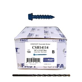 CONFAST 3/16" x 4" Hex Head Concrete Screw Anchor with Drill Bit for Anchoring to Masonry, Block or Brick (100 per Box) in Saudi Arabia