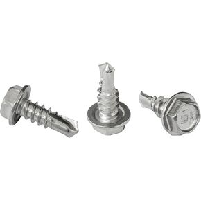 #8 x 3/4" Hex Washer Head Self-Drilling Tek Screw Zinc Plated Steel for Attaches Sheet Metal Steel or Steel to Metal - Box of 100 in Saudi Arabia