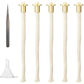 5-Pack 0.7-Inch Diameter Brass Tube Holder Wick Replacement Cotton Torch Wicks with Tweezers and Oiling Funnel for Candle Lamps and Small Oil Lamps in Saudi Arabia