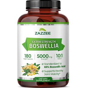 Zazzee Boswellia 10:1 Extract 5000 mg Strength, 65% Boswellic Acid, 180 Vegan Capsules, Potent 10:1 Extract, 6 Month Supply, Non-GMO and All-Natural in Kuwait