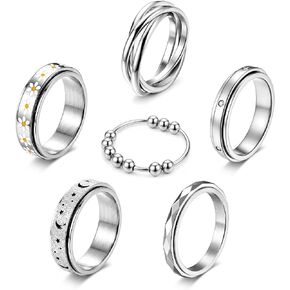 CASSIECA Fidget Rings for Women Stainless Steel Anxiety Band Gold Ring Set in Kuwait
