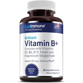 Vitamin B Complex with Vitamins B6 20mg, D3 1000IU, Albion Magnesium Bisglycinate 260mg, Methyl B12 1000mcg, and Folate as Methylfolate 600mcg DFE. Doctor Formulated MTHFR Support Supplement. in Saudi Arabia