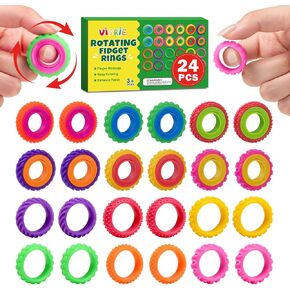 Fidget Toys Sensory Rings for Kids, 24 Pack Textured Spinner Rings, Quiet Fidget Toys for Autism Stress Relie, Bulk Fidgets for Students Classroom Prize, Party Favors Goodie Bag Fillers in Kuwait