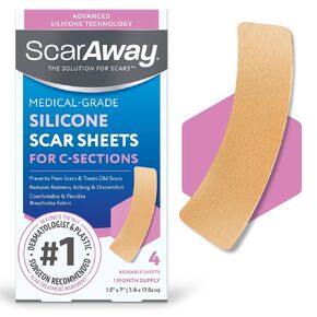 ScarAway Advanced Skincare Silicone Scar Sheets for C-Section, Reusable Sheets (1.5" x 7") for Hypertrophic and Keloid Scars from C-Section & Other Surgeries, 4 Sheets in Kuwait