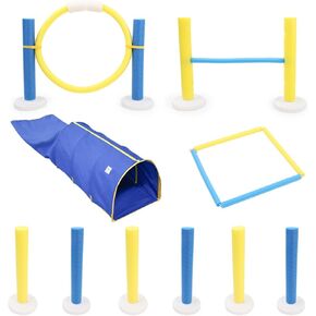 Agility Training Equipment Set with Tunnel Jump Hoop Hurdle Foam Posts Features Lightweight Polyester Construction Suitable for Pet Exercise Obstacle Training at Home Outdoor Use in Kuwait