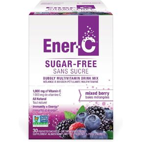 Ener-C Sugar Free Mixed Berry Multivitamin Drink Mix, 1000mg Vitamin C, Non-GMO, Vegan, Real Fruit Juice Powders, Natural Immunity Support, Electrolytes, Gluten Free, 1-Pack of 30 in Kuwait