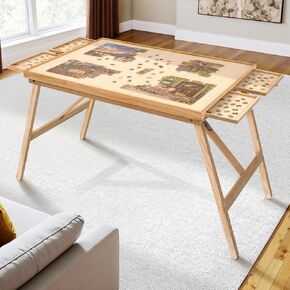 TEAKMAMA 1500 Pieces Puzzle Table, 27.6"H Puzzle Board with Legs for Adults in Kuwait