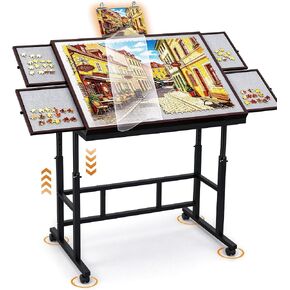 Jigsaw Puzzle Table Adjustable Height with 4 Sorting Drawers & Cover in Kuwait