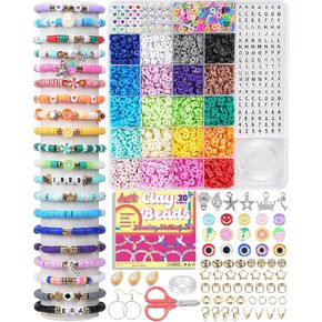 LovelyMoon Bracelet Making Kit 5000 Pcs Clay Beads Flat Preppy Beads for Friendship Jewelry Making Polymer Heishi Beads with Charms Gifts for Teen Girls Crafts for Girls Ages 6 7 8 9 10 11 12 in Kuwait