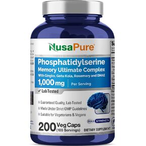 NusaPure Phosphatidylserine Memory Ultimate Complex 1000mg 200 Vegetarian Caps (Vegan, Non-GMO & Gluten-Free) in Saudi Arabia
