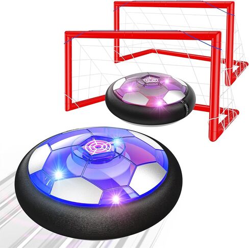 Ancesfun Kids Toys Hover Soccer Ball (Set of 2) with LED Lights and Foam Bumper for Age 3 4 5 6 7 8-16 Year Old Boys Girls, Rechargeable Air Powered Hover Balls with 2 Goals for Indoor Outdoor Game in Kuwait