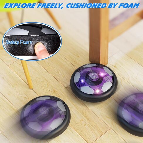 Ancesfun Kids Toys Hover Soccer Ball (Set of 2) with LED Lights and Foam Bumper for Age 3 4 5 6 7 8-16 Year Old Boys Girls, Rechargeable Air Powered Hover Balls with 2 Goals for Indoor Outdoor Game in Kuwait