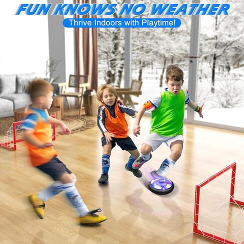 Ancesfun Kids Toys Hover Soccer Ball (Set of 2) with LED Lights and Foam Bumper for Age 3 4 5 6 7 8-16 Year Old Boys Girls, Rechargeable Air Powered Hover Balls with 2 Goals for Indoor Outdoor Game in Kuwait