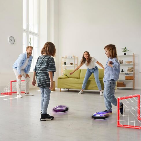Ancesfun Kids Toys Hover Soccer Ball (Set of 2) with LED Lights and Foam Bumper for Age 3 4 5 6 7 8-16 Year Old Boys Girls, Rechargeable Air Powered Hover Balls with 2 Goals for Indoor Outdoor Game in Kuwait
