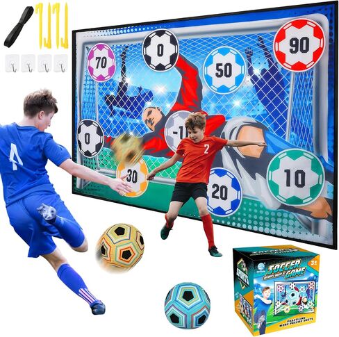 VATOS Toy Soccer Ball Game Set for Boys and Girls, Indoor Outdoor Backyard Toss Soccer Goal Game with 2 Balls, 1 Flannel Target, Soccer Toys for 3-5 6-8 8-12 Years Old Kids Birthday in Kuwait