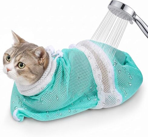 Cat Bathing Bag Adjustable Washing Net Anti-Bite Anti-Scratch Mesh in Kuwait