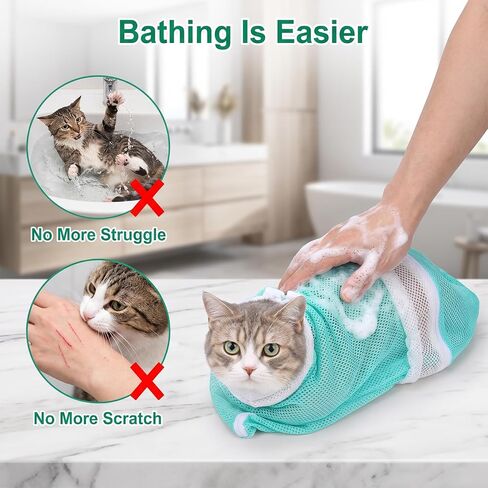 Cat Bathing Bag Adjustable Washing Net Anti-Bite Anti-Scratch Mesh in Kuwait