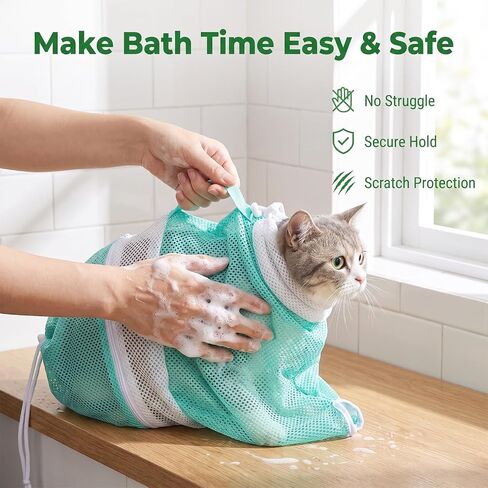 Cat Bathing Bag Adjustable Washing Net Anti-Bite Anti-Scratch Mesh in Kuwait