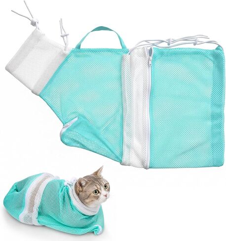 Cat Bathing Bag Adjustable Washing Net Anti-Bite Anti-Scratch Mesh in Kuwait