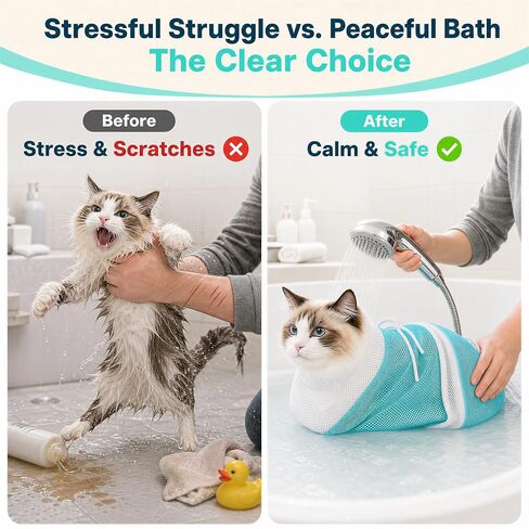 DENTRUN Cat Bathing Bag Anti Scratch with Zipper Openings for Shower in Kuwait