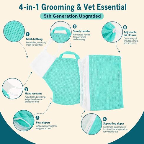 DENTRUN Cat Bathing Bag Anti Scratch with Zipper Openings for Shower in Kuwait