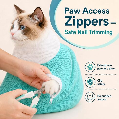 DENTRUN Cat Bathing Bag Anti Scratch with Zipper Openings for Shower in Kuwait