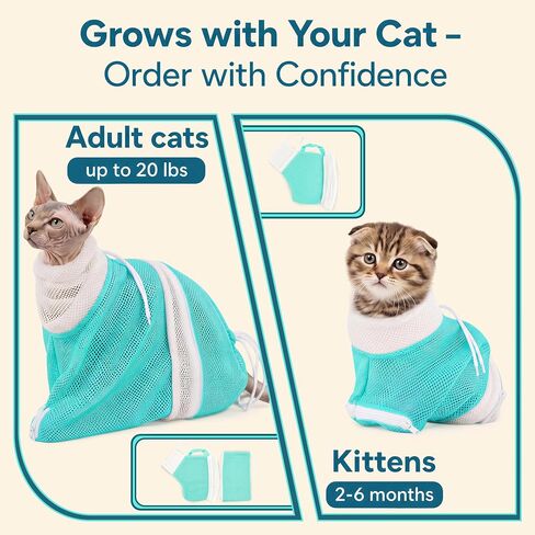DENTRUN Cat Bathing Bag Anti Scratch with Zipper Openings for Shower in Kuwait