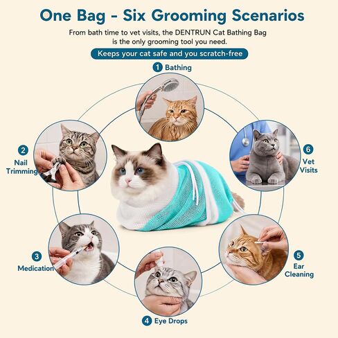 DENTRUN Cat Bathing Bag Anti Scratch with Zipper Openings for Shower in Kuwait