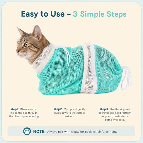 DENTRUN Cat Bathing Bag Anti Scratch with Zipper Openings for Shower in Kuwait