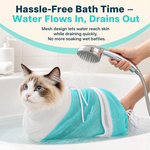 DENTRUN Cat Bathing Bag Anti Scratch with Zipper Openings for Shower in Kuwait