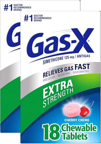 Gas-X Extra Strength Chewable Gas Relief Tablets with Simethicone 125 mg, Cherry, 18 Count in Kuwait