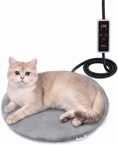Toozey Round Pet Heating Pad, 6 Heat Settings, Timer, 12 x 12 in in Kuwait