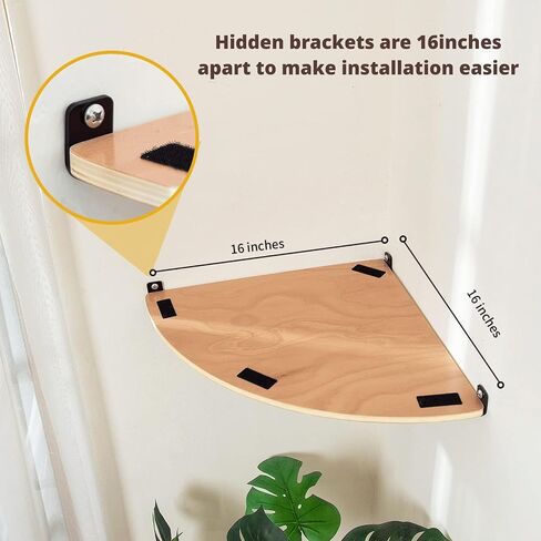 LIORCE Wall Mounted Corner Cat Bed - Cat Shelf with Comfortable Cushion - Minimalistic Cats Furniture for Indoor Cats - Climbing Perch for Wall,Cream in Kuwait