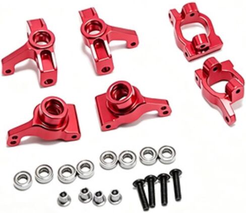 EHJRE Toy Steering Assembly Kit with Metal Cups and Bearings for RC Vehicle High Speed Maneuvering Control and Wear Resistant Performance, Red in Saudi Arabia