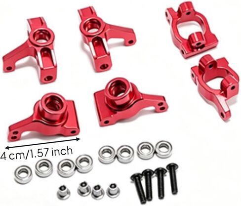 EHJRE Toy Steering Assembly Kit with Metal Cups and Bearings for RC Vehicle High Speed Maneuvering Control and Wear Resistant Performance, Red in Saudi Arabia