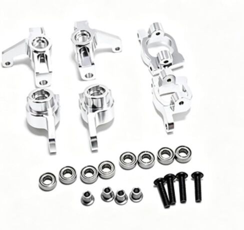 Chosertory Toy Metal Steering Kit with Smooth Rotating Cups and Complete Hardware for RC Vehicle Enhanced Steering Response and Reliable Assembly, Silver in Kuwait