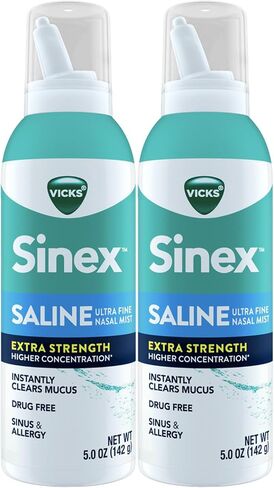 VICKS Sinex Saline بخاخ الأنف بقوة إضافية، 3 مرات رذاذ فائق النعومة وخالي من الأدوية، يزيل المخاط على الفور، وتخفيف سريع وفعال للاحتقان الناتج عن الجيوب الأنفية والحساسية in Kuwait